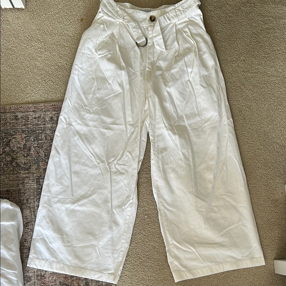 Urban Outfitters White High-Waisted Wide Leg Pants